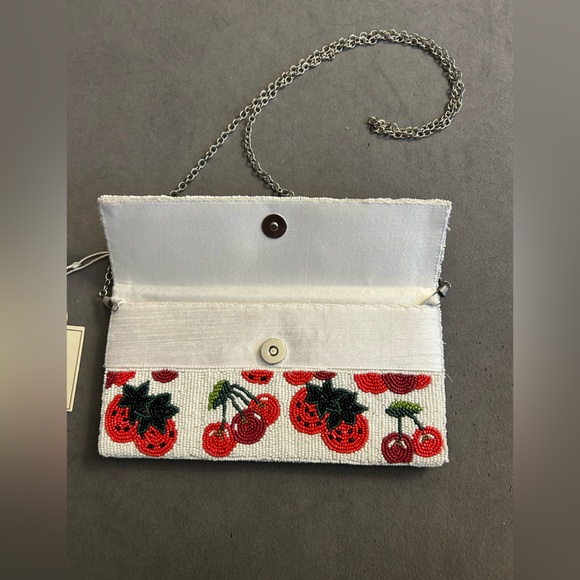 NWT! Cherry & Strawberry Beaded Clutch - Picture 3 of 7